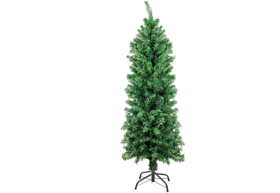 Suunyglade 4FT Green Artificial Christmas Tree, Premium Hinged Pine Tree | Christmas Tree Pine Tree with Solid Foldable Metal Legs, Pencil Shape