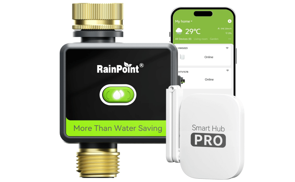 RAINPOINT WiFi Water Hose Timer with Brass Inlet&Outlet, Smart Sprinkler Timer for Watering with Gateway, WiFi Watering System for Garden, Automatic
