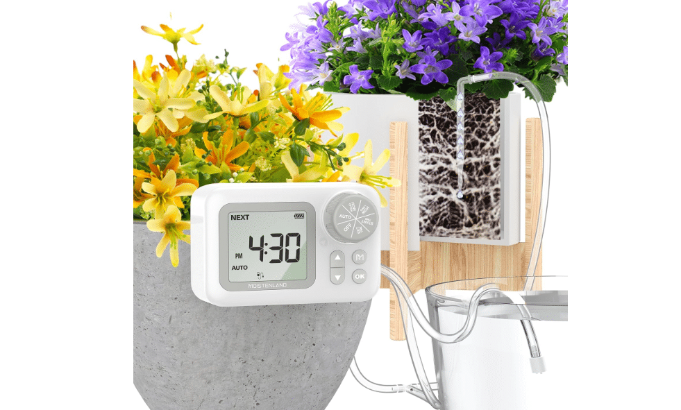 Moistenland Automatic Plant Waterer, Indoor Plant Watering System | 15 Potted Indoor Houseplants Support, Digital Programmable Water Timer, DIY Drip