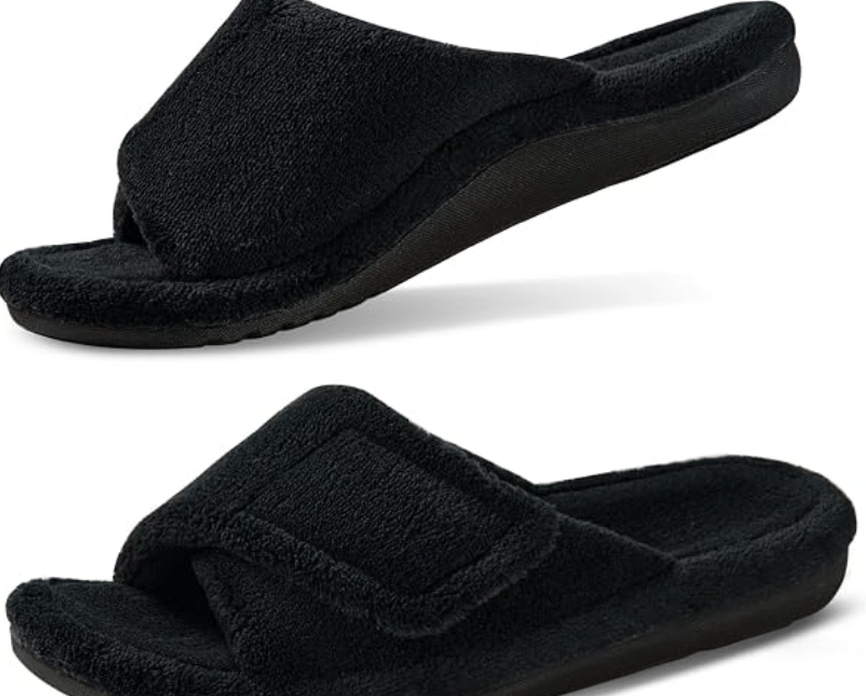 Women's Orthotic Arch Support Slippers Fuzzy Adjustable Orthopedic Slippers for Plantar Fasciitis Furry Slide for Ladies