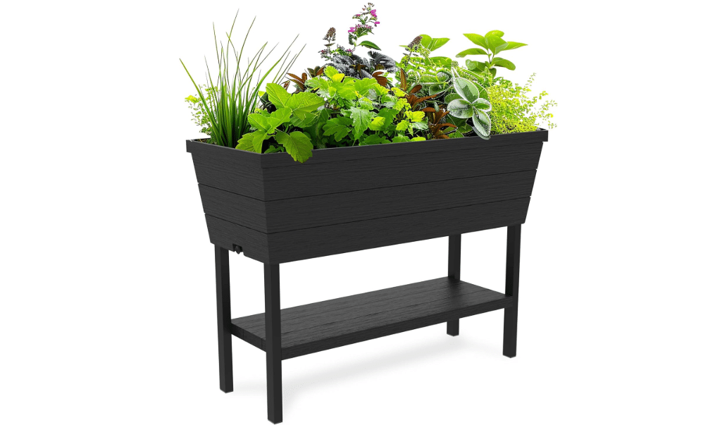 Keter Urban Bloomer 12.7 Gallon Raised Garden Bed and Outdoor Herb Garden Planter with Self Watering Gauge and Drainage Plug