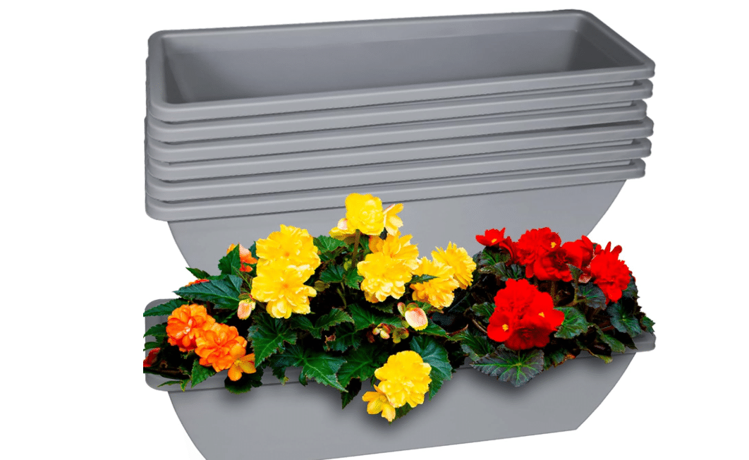Tcevily 6 Pcs 24 inch Window Box Planter, Large Rectangular Flower Planter Boxes with Shelf Insert Plastic for Indoor and Outdoor Garden, Balcony Home