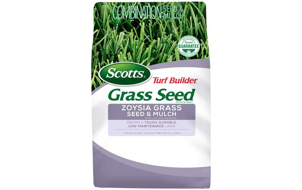 Scotts Turf Builder Grass Seed Zoysia Grass Seed and Mulch, 5 lb. - Full Sun and Light Shade - Thrives in Heat & Drought - Grows a Tough, Durable