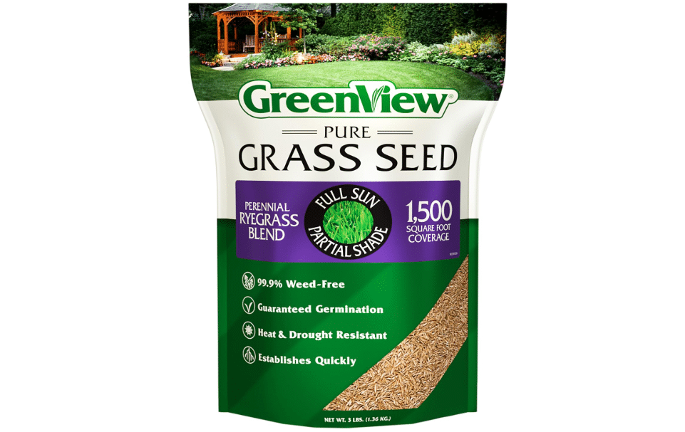 GreenView Pure Grass Seed Perennial Ryegrass Blend, 3 lb. Bag | Quick lawn fill, Perennial Ryegrass seed blend, germinates in 7-12 days