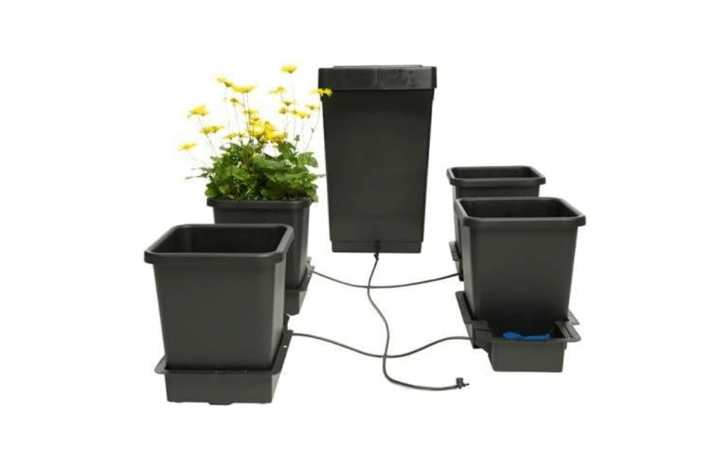 AutoPot 4 Pot System with 3.9 Gallon Plastic Pots and 12.4 Gallon Tank - Self-Watering, Gravity-Fed Hydroponic Indoor System (4Pot - 3.9 Gal - 12.4 Gal