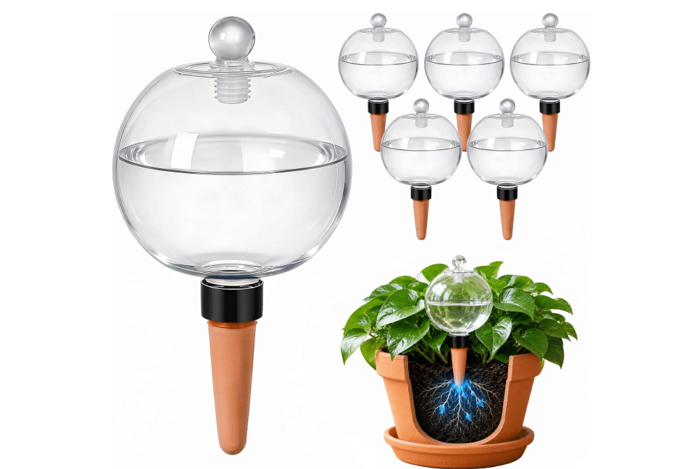 6 Pack 26 oz Extra Large Plant Self Watering Globes to 3 Weeks Watering | Shuomeng Extra Large Self Watering Globes, Slow Release Watering Bulbs