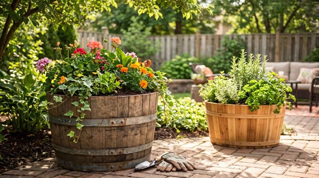 best wood barrels for plants